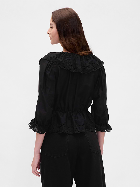 Ruffle Collar V-Neck Top