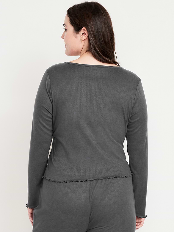 Cozy Lettuce-Edge Pajama Top