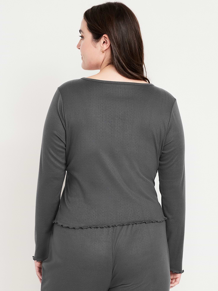 Image number 5 showing, Cozy Lettuce-Edge Pajama Top
