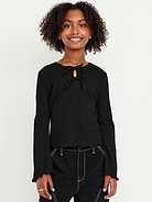 Image number 1 showing, Long-Sleeve Tie-Bow Front Top for Girls