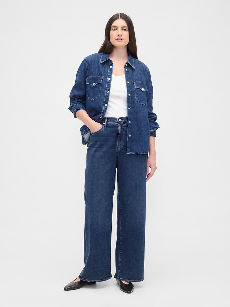 Image 5 of 7, High Rise Wide-Leg Sweatpant Jeans