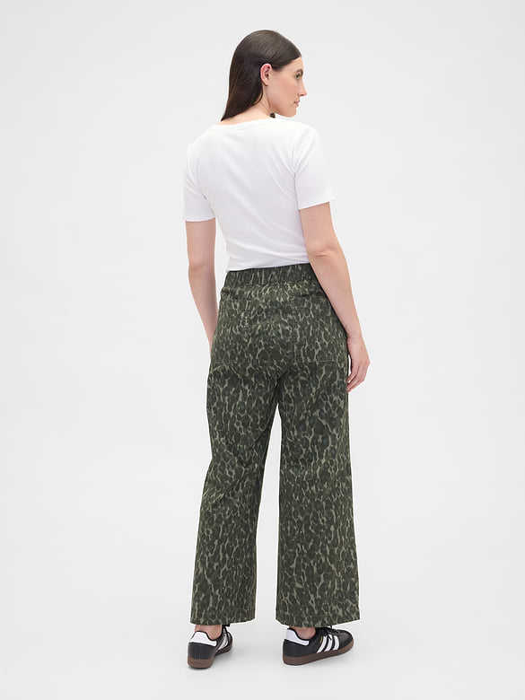 High Rise Print Easy Wide-Leg Khakis