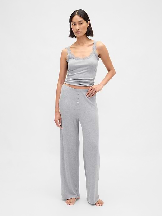 MiniRib Wide-Leg PJ Pants - Light heather grey by Gap