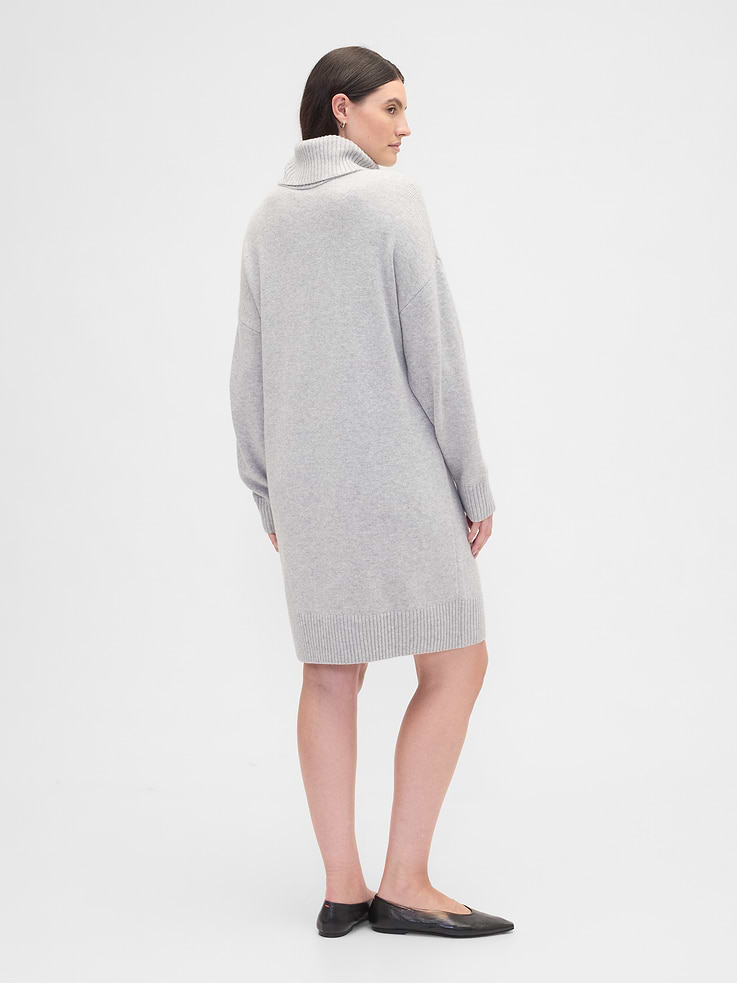 Image 5 of 6, CashSoft Relaxed Turtleneck Sweater Mini Dress