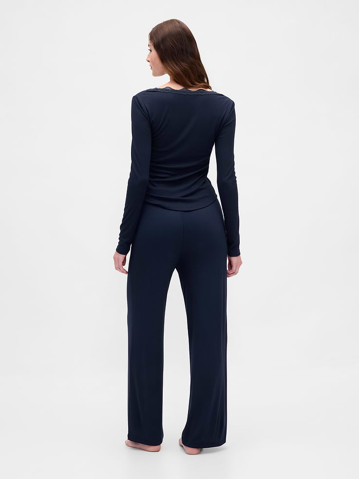 Image 3 of 5, MiniRib Wide-Leg PJ Pants