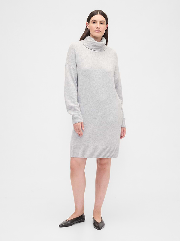 CashSoft Relaxed Turtleneck Sweater Mini Dress