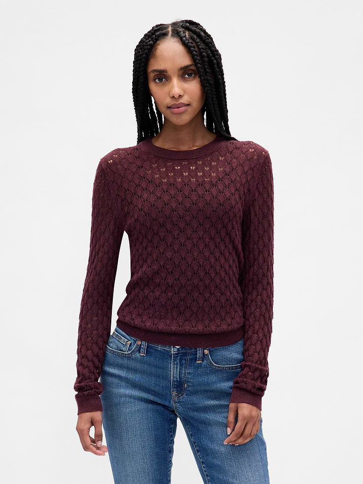 Image number 1 showing, Pointelle Sweater