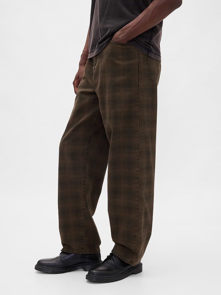 Image number 2 showing, Plaid Canvas Baggy Jeans