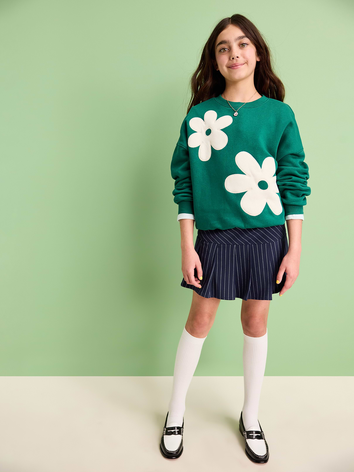 Image 3 of 4, Pleated Twill Skirt for Girls