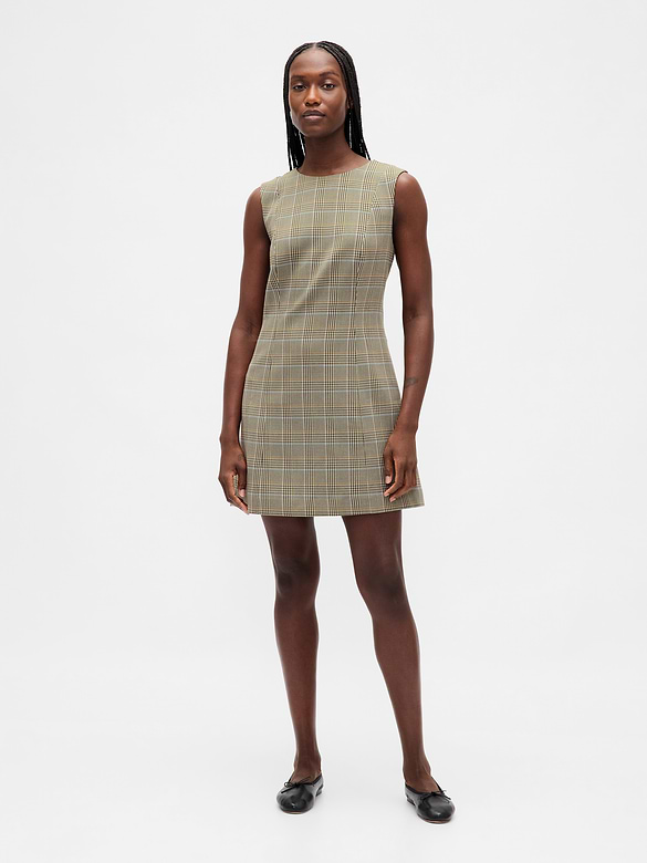 High-Neck Mini Shift Dress