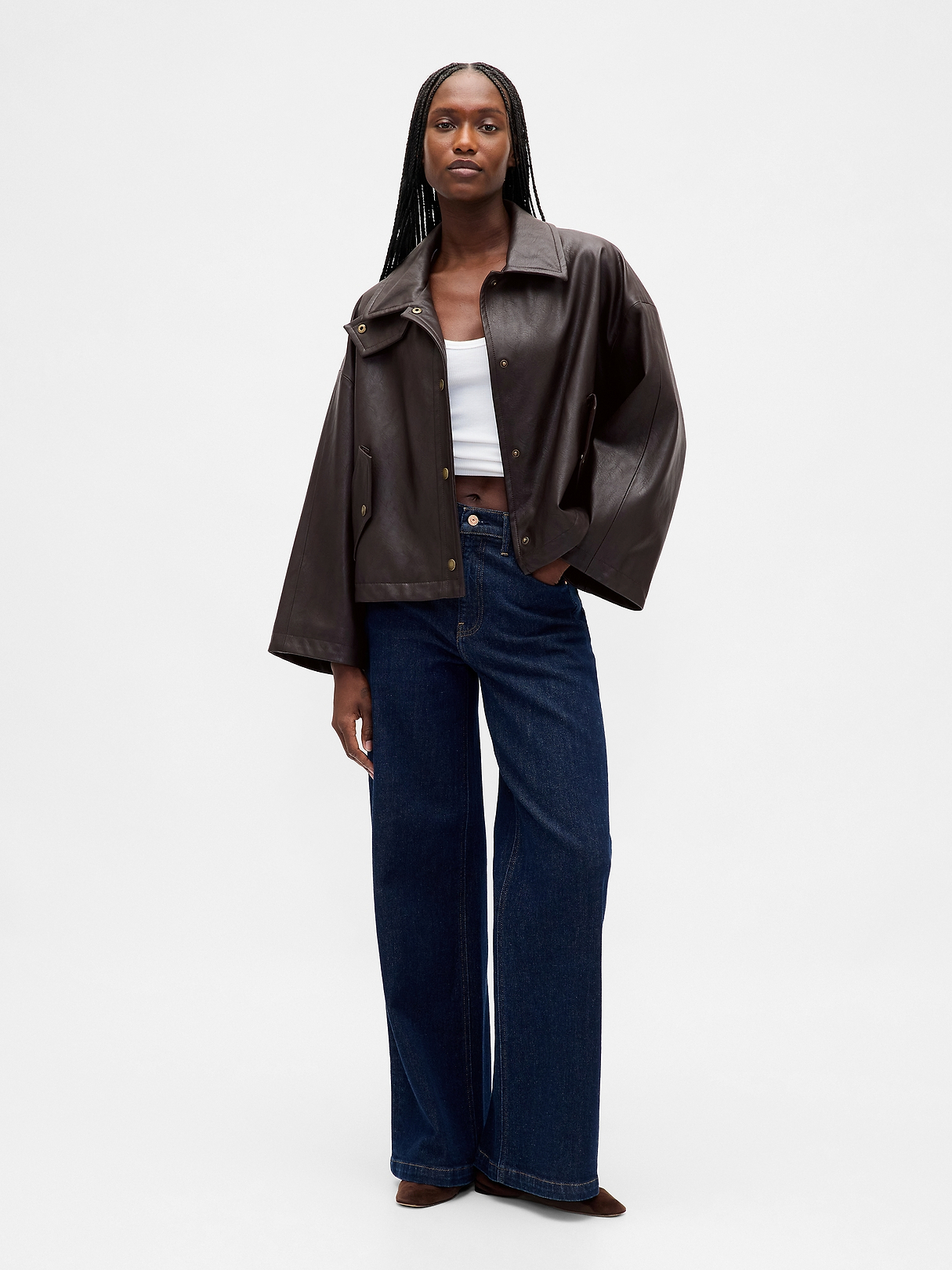 Vegan Leather Swing Jacket | Gap