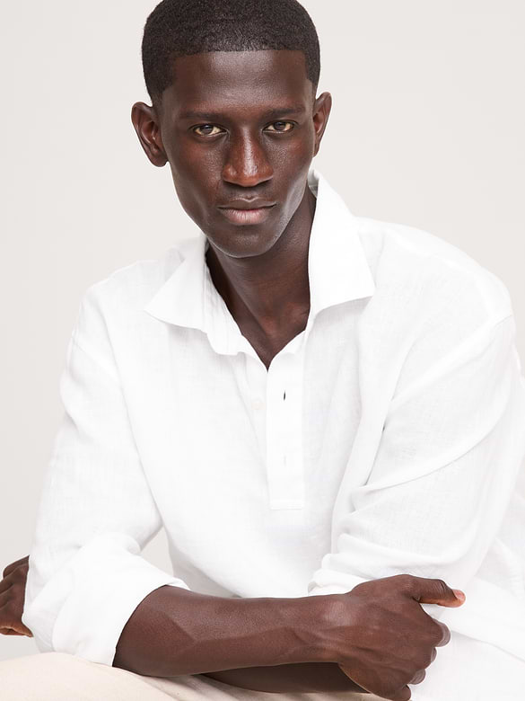 Relaxed-Fit Linen Popover Shirt