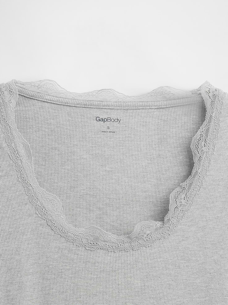 Image number 4 showing, Mini Rib Lace-Trim PJ Top