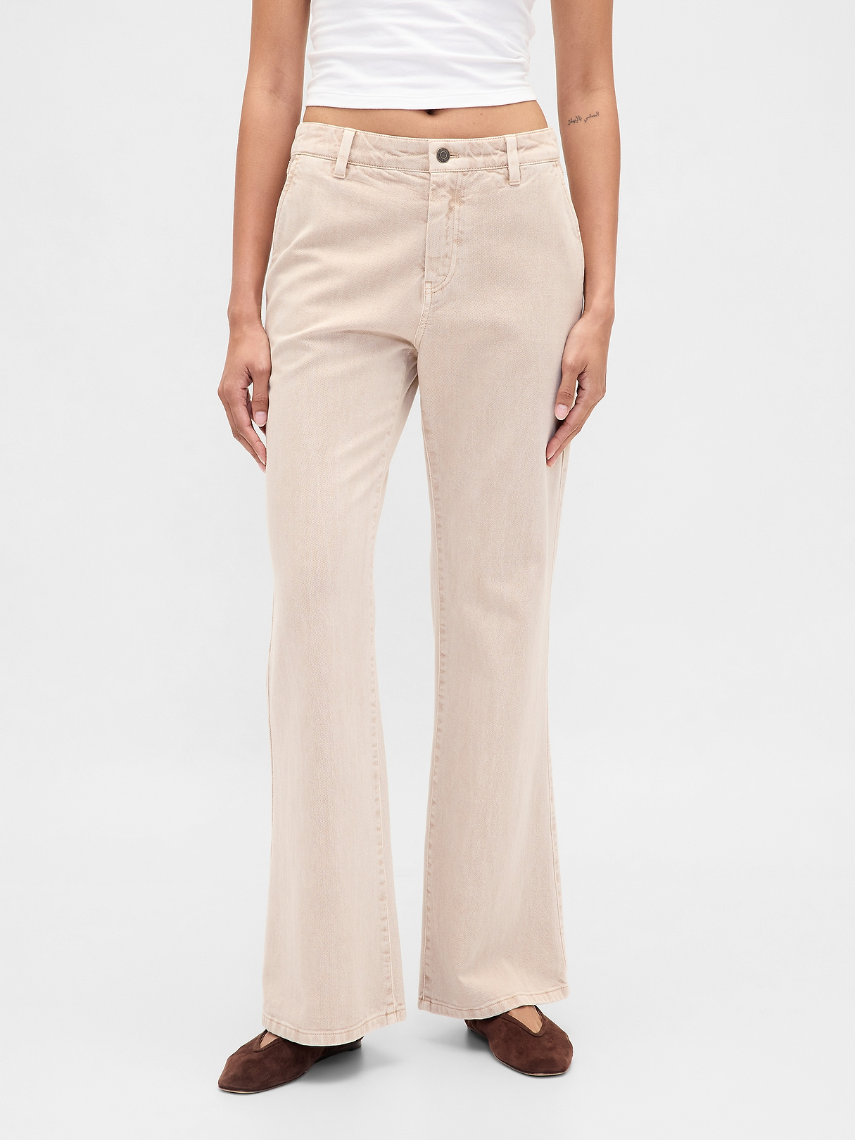 Low Rise Relaxed Flare Khakis | Gap