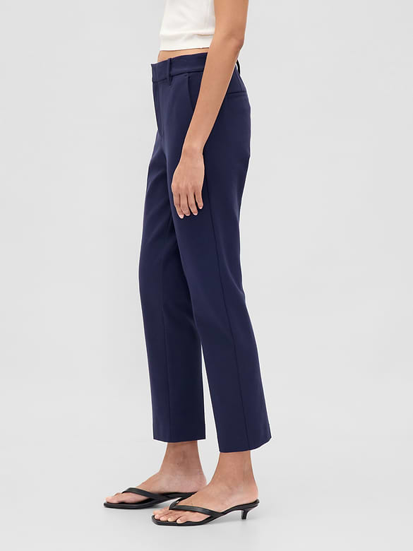 High Rise Double Knit Slim Crop Pants
