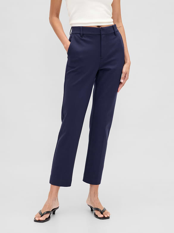 High Rise Double Knit Slim Crop Pants