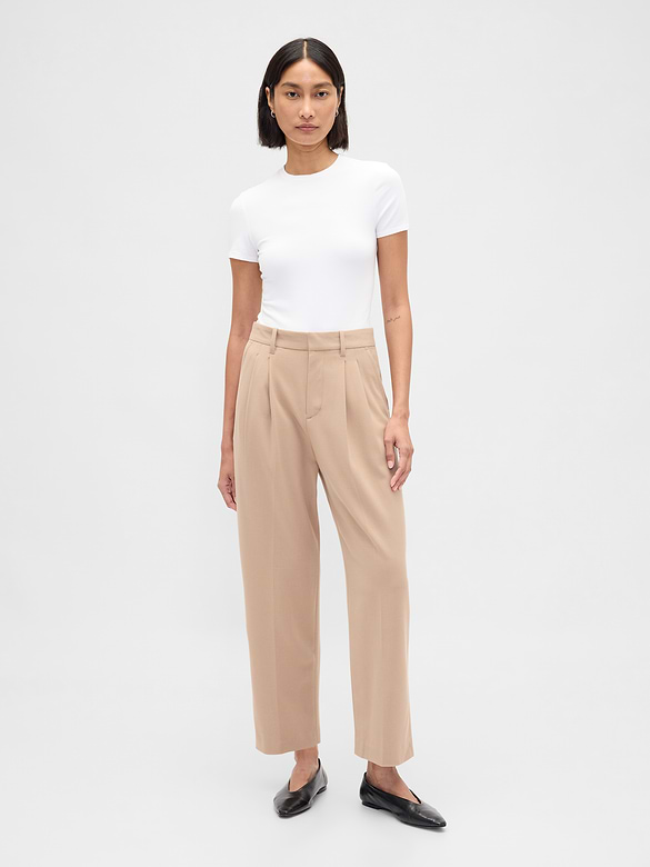 365 High Rise Brushed Twill Taper Ankle Trousers
