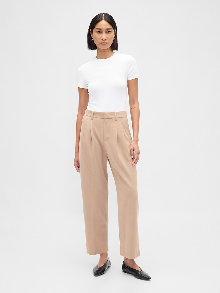 Image number 1 showing, 365 High Rise Brushed Twill Taper Ankle Trousers
