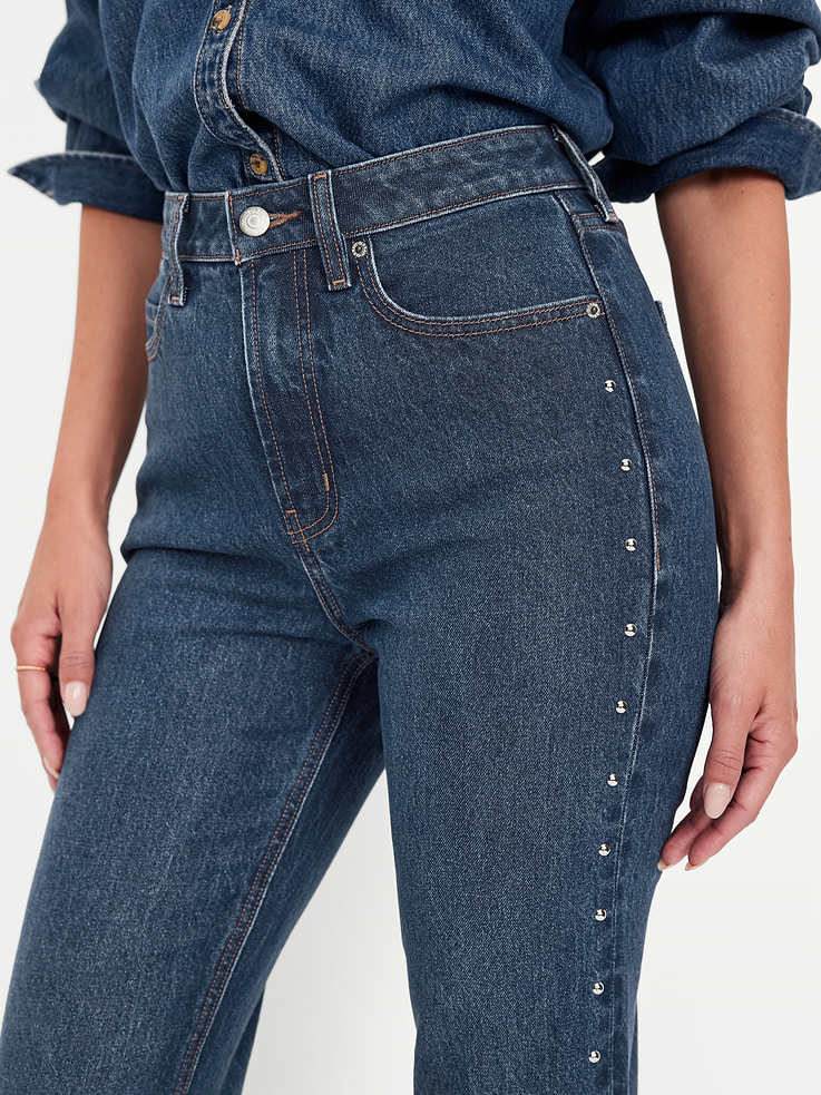 Image number 10 showing, Extra High-Waisted Studded Straight Jeans