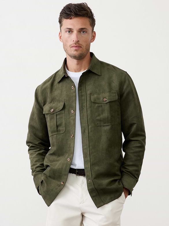 Relaxed-Fit Vegan Suede Overshirt