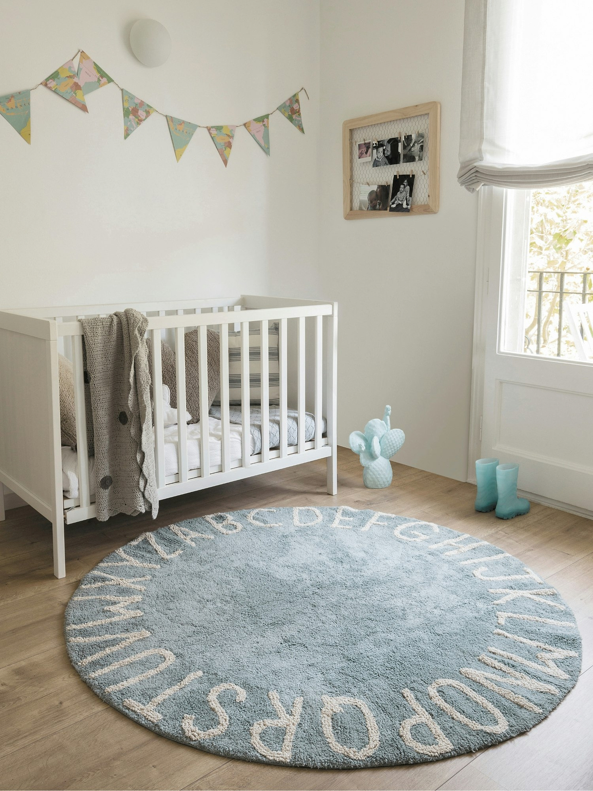 Lorena Canals Washable Rug ABC Natural Vintage Blue | Gap