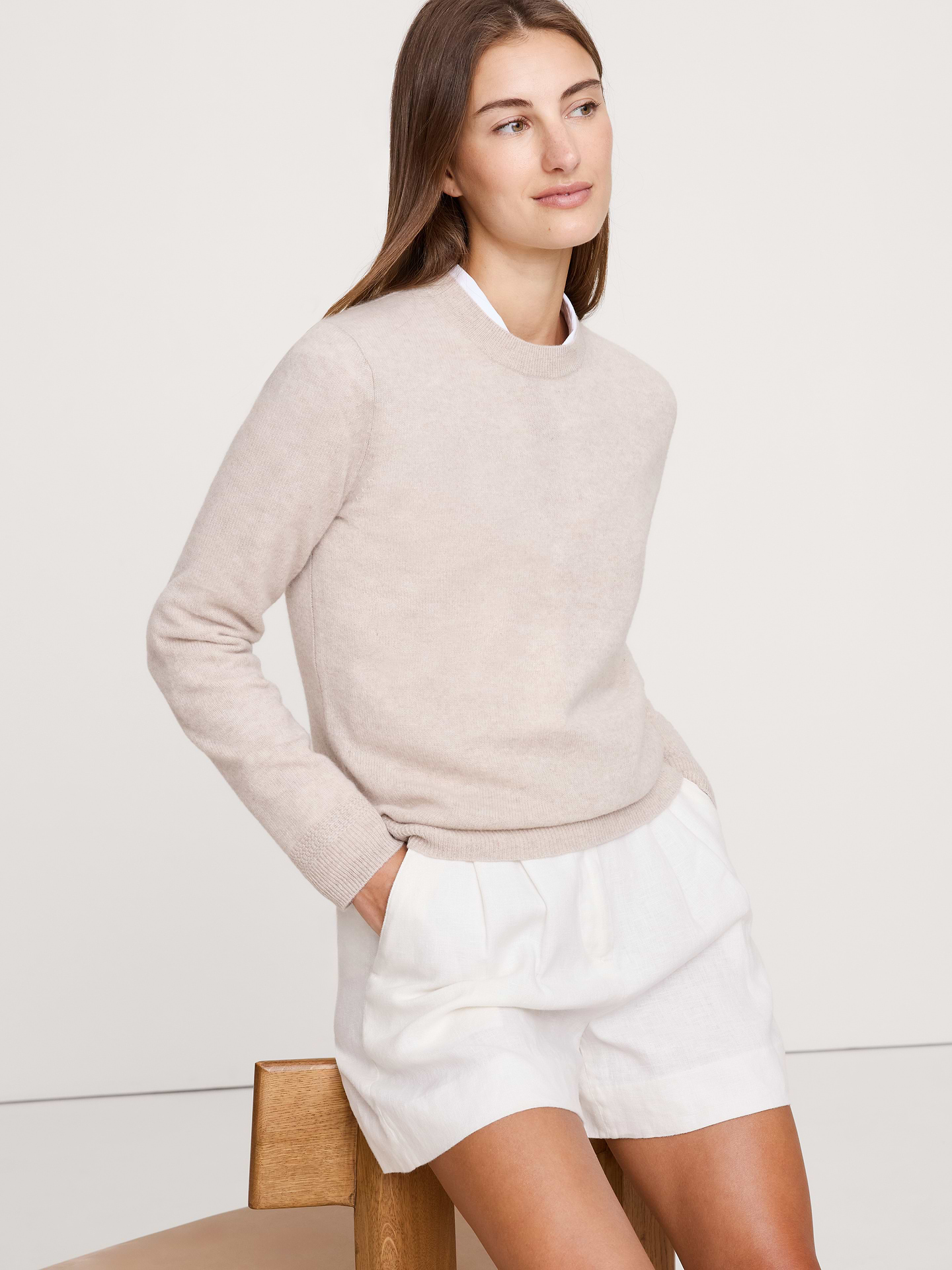 Image number 1 showing, Lightweight Cashmere Crew-Neck Sweater