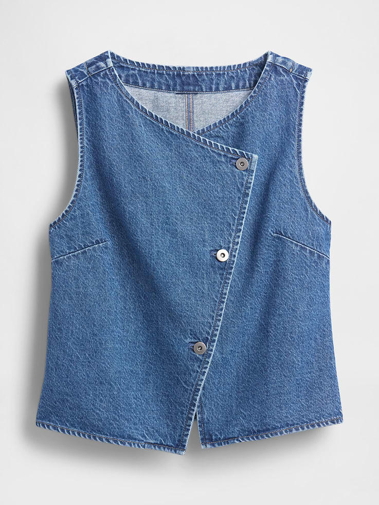 Image number 5 showing, Denim Asymmetrical Vest