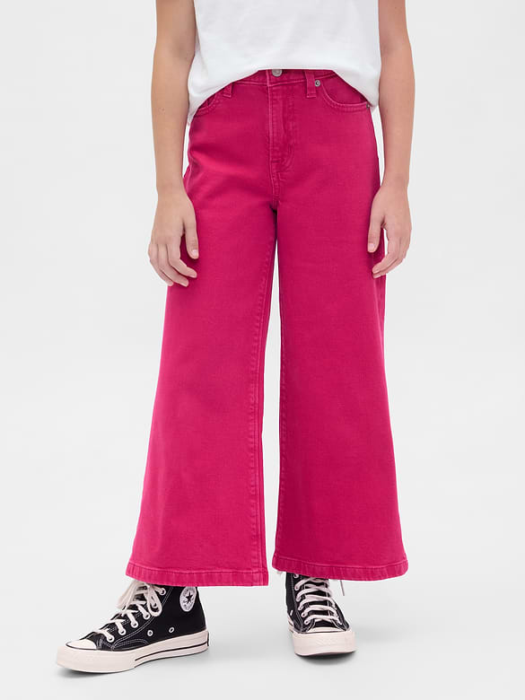 Kids High Rise Stride Wide-Leg Ankle Jeans