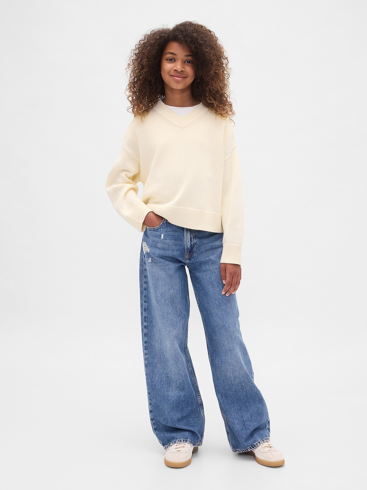 Kids Boxy V-Neck Sweater | Gap
