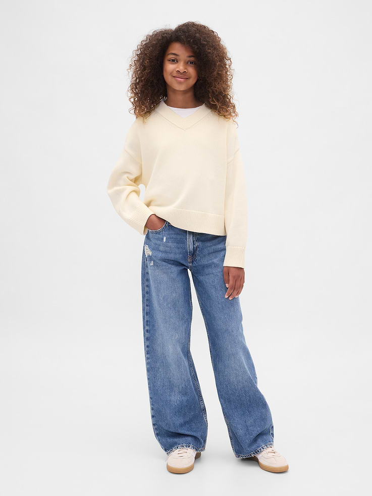 Image number 4 showing, Kids Boxy V-Neck Sweater