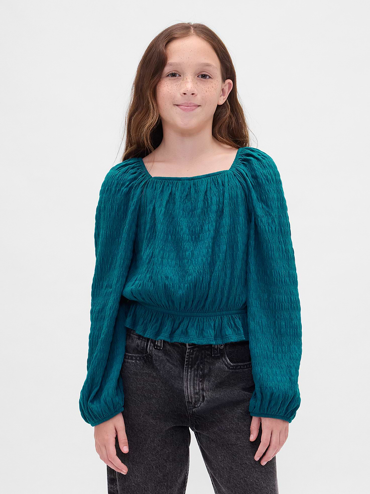 Image number 1 showing, Kids Crinkle Peplum Top