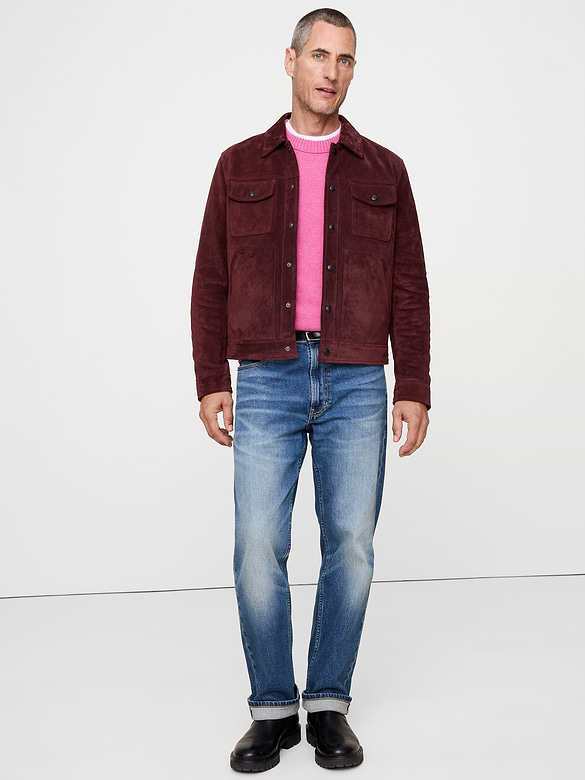 Oiled Suede Trucker Jacket