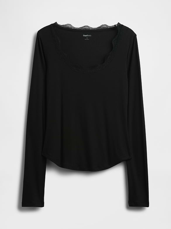 Mini Rib Lace-Trim PJ Top