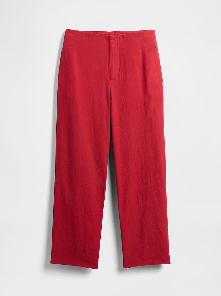 Image number 5 showing, Linen-Blend Relaxed Straight Ankle Pants