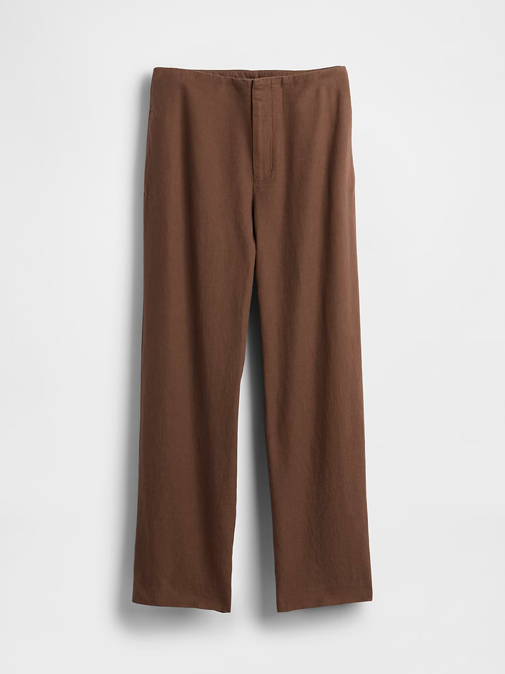 Image number 5 showing, Linen-Blend Relaxed Straight Ankle Pants