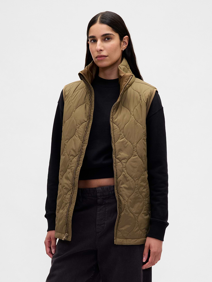 Image number 1 showing, Recycled Lightweight Quilted Puffer Vest