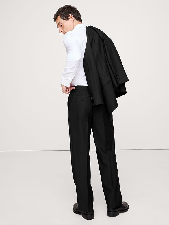 Pantalon de smoking droit en laine italienne barathéa