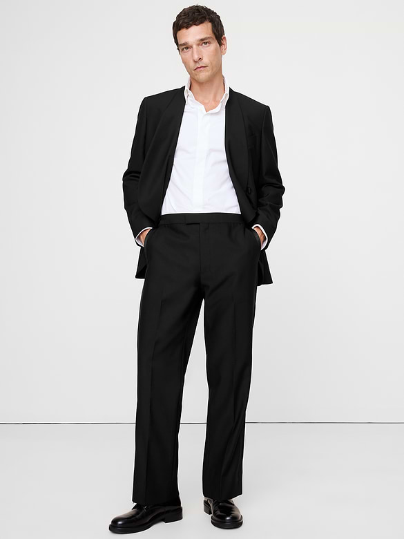 Pantalon de smoking droit en laine italienne barathéa