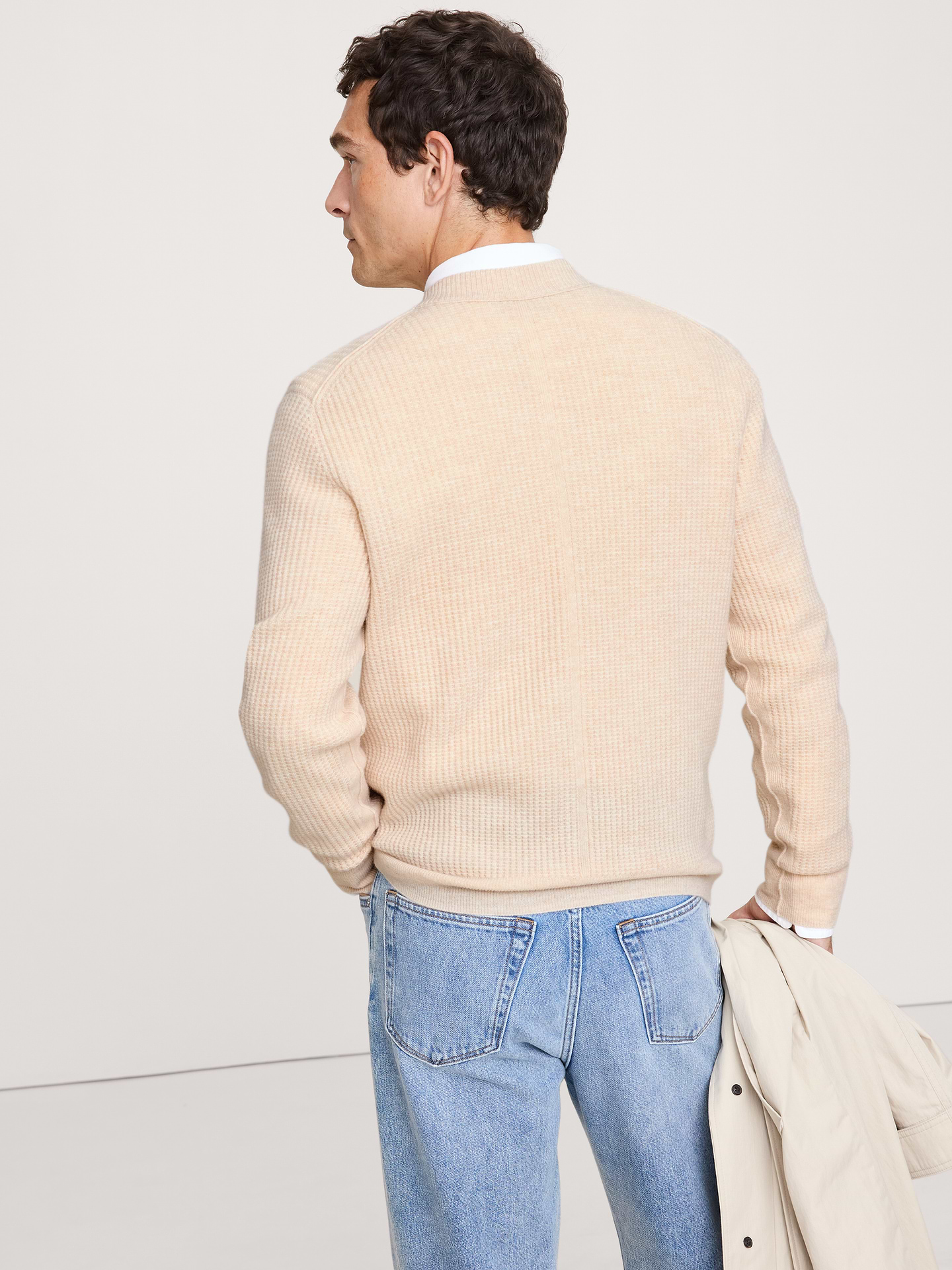 Image number 3 showing, Italian Merino-Cashmere Waffle-Knit Sweater