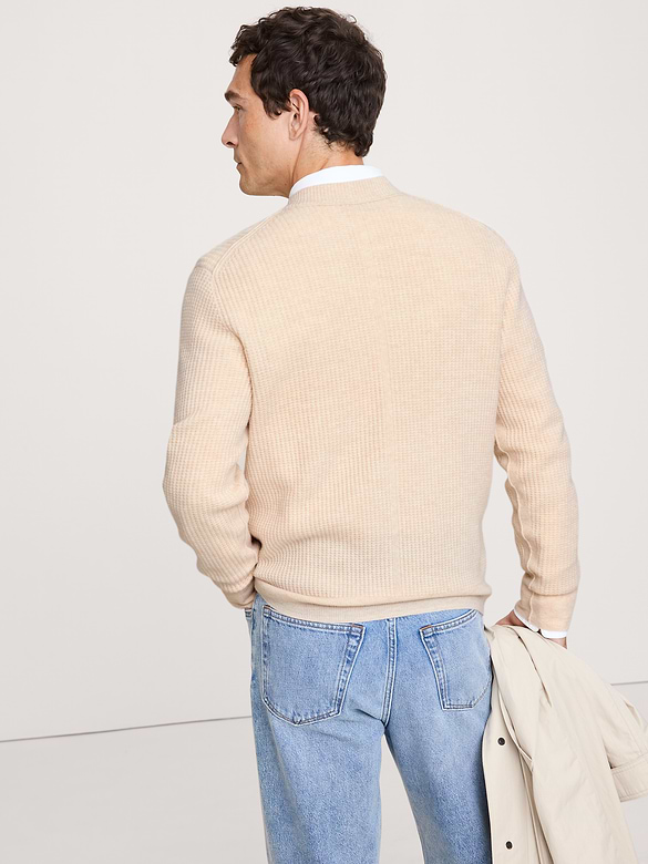 Italian Merino-Cashmere Waffle-Knit Sweater
