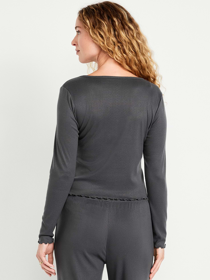 Image number 2 showing, Cozy Lettuce-Edge Pajama Top