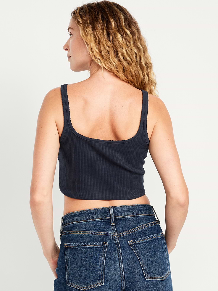 L'image numéro 2 présente Camisole courte en tricot pointelle