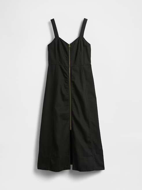 Women's Ultrasoft Denim Zip-Front Maxi Dress by Gap Black Wash Size L