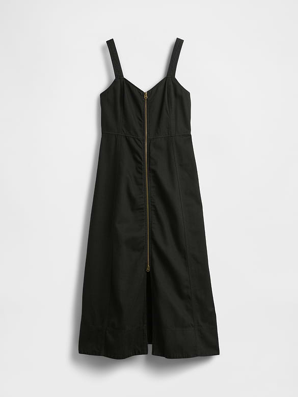 UltraSoft Denim Zip-Front Maxi Dress