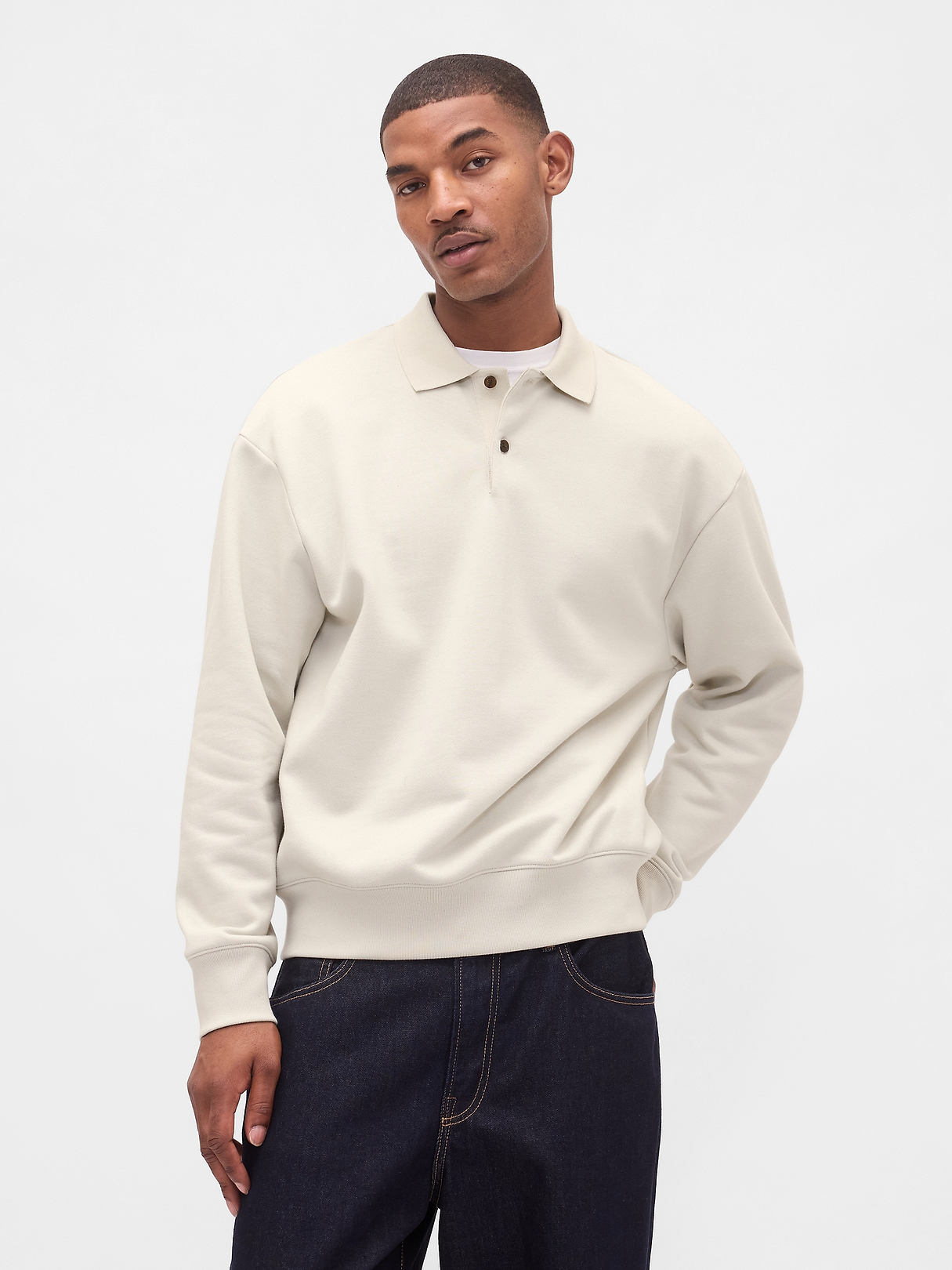 Adult Heavyweight Oversized Polo Sweatshirt | Gap