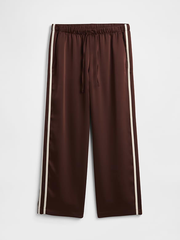 Satin Straight-Leg Crop Pants