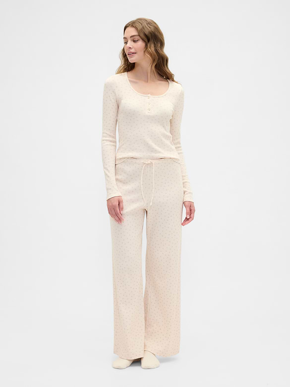 Waffle-Knit Henley PJ Top
