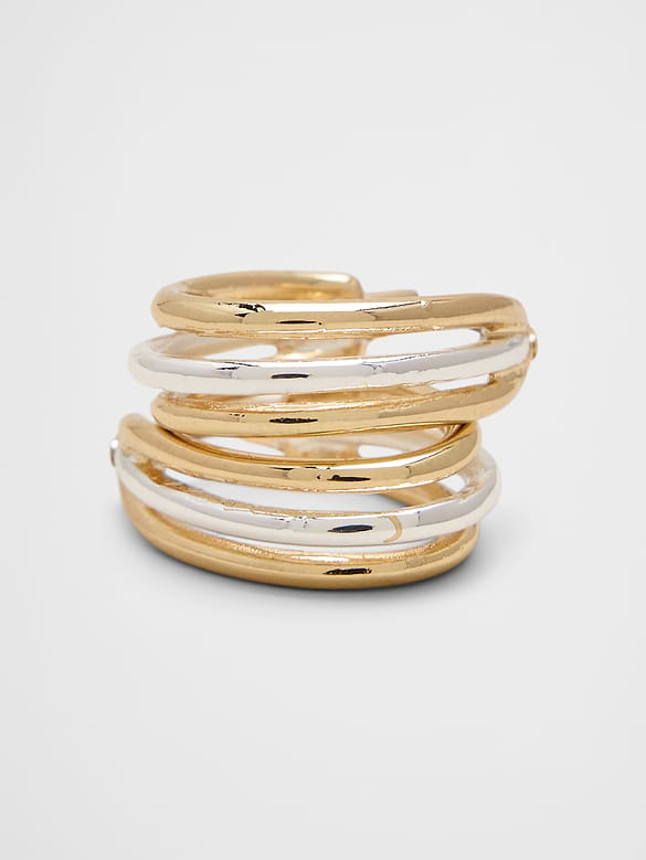Mixed Metal Huggie Earrings