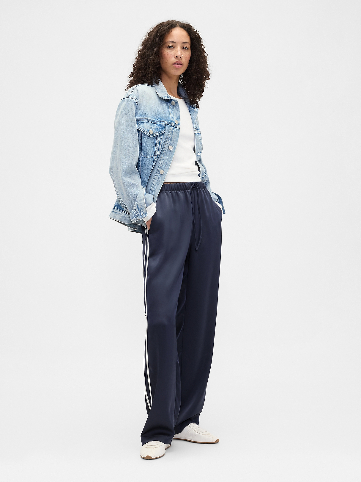 Relaxed Satin Straight-Leg Crop Pants | Gap Factory