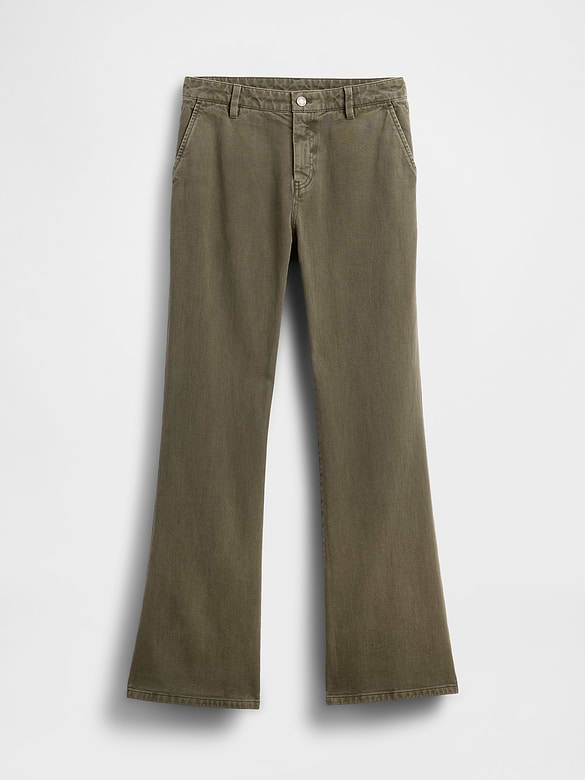 Low Rise Relaxed Flare Khakis